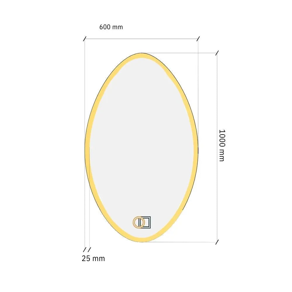 Oval LED mirror with front lighting 600x1000 mm