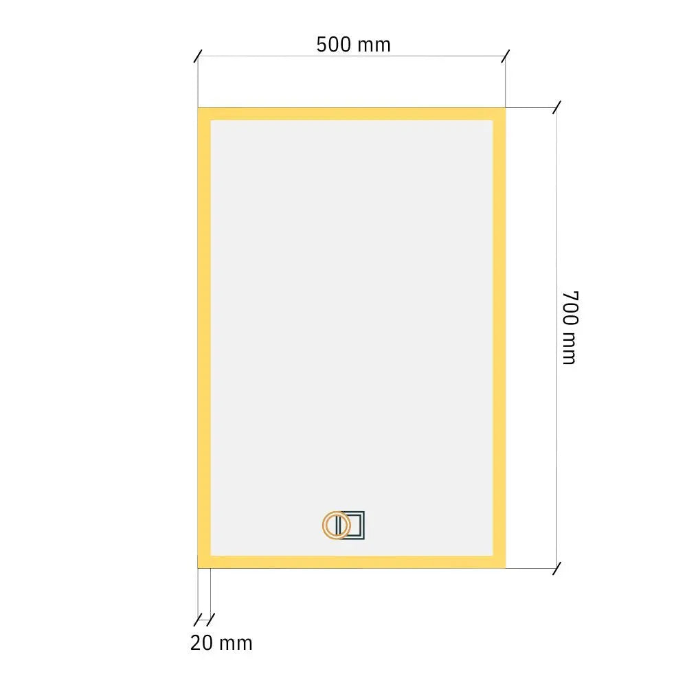 Ristkülikukujuline esivalgustusega LED-peegel 500x700mm