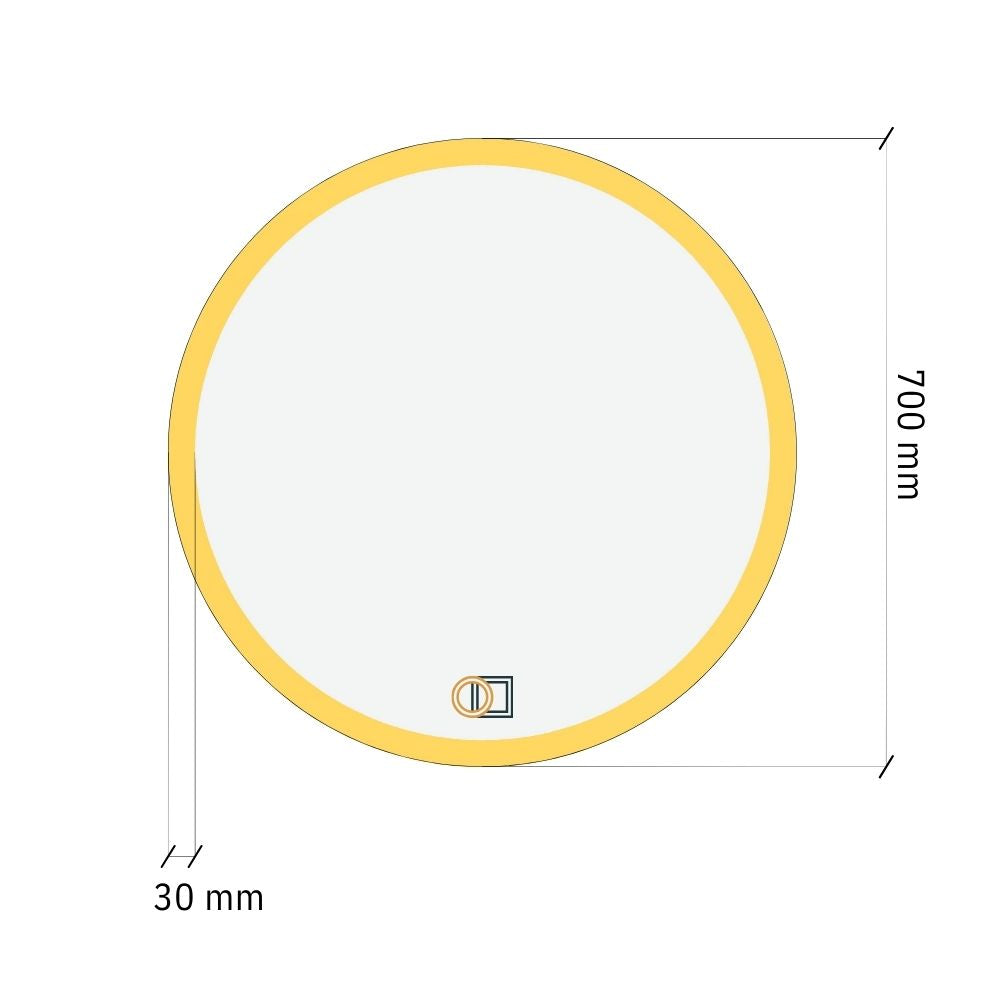 Pyöreä LED-peili etuvalolla Ø 700 mm