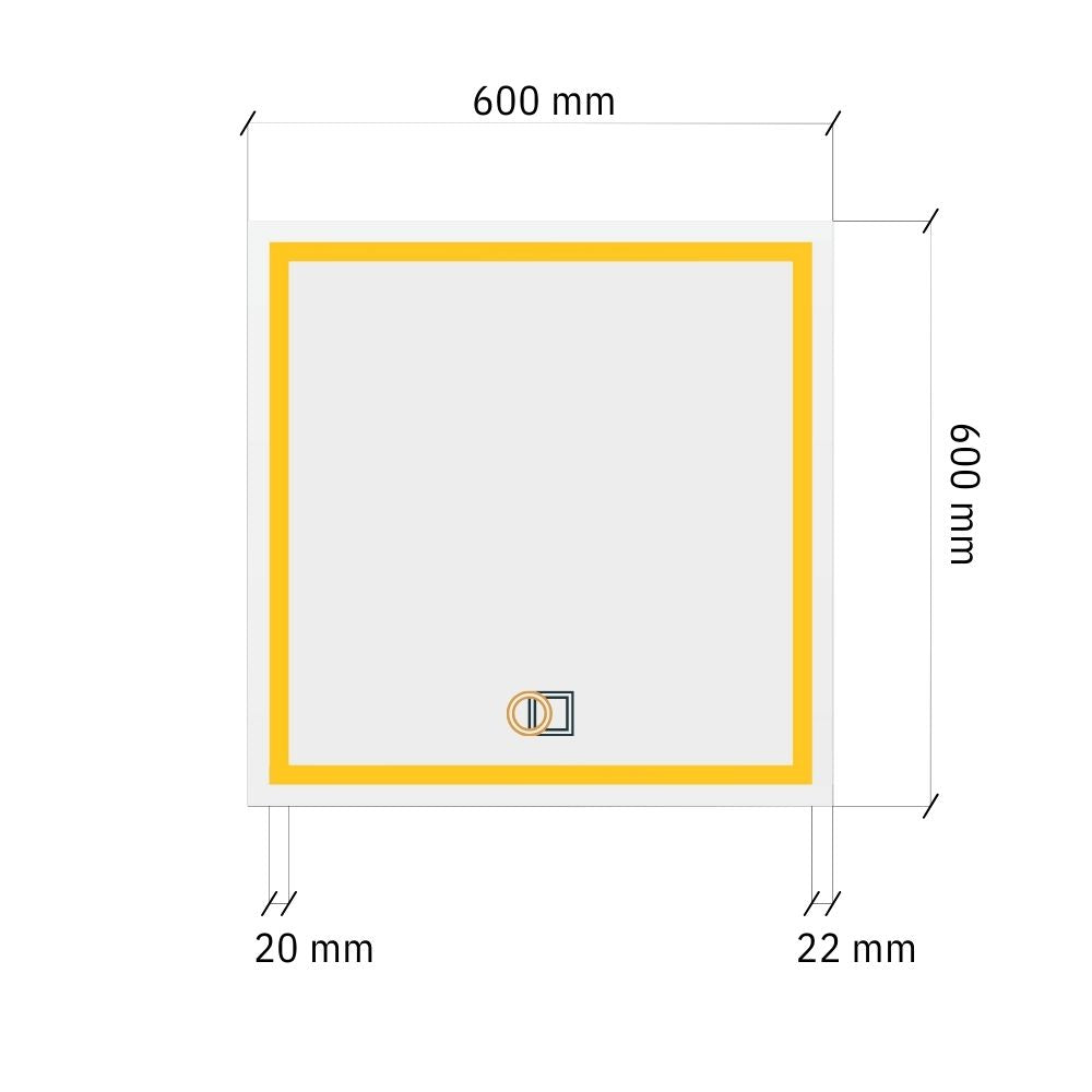 Ruudukujuline topelt esivalgustusega LED-peegel 600x600mm