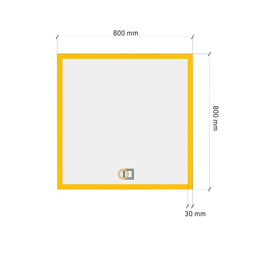 Ruudukujuline esivalgustusega LED-peegel 800x800mm