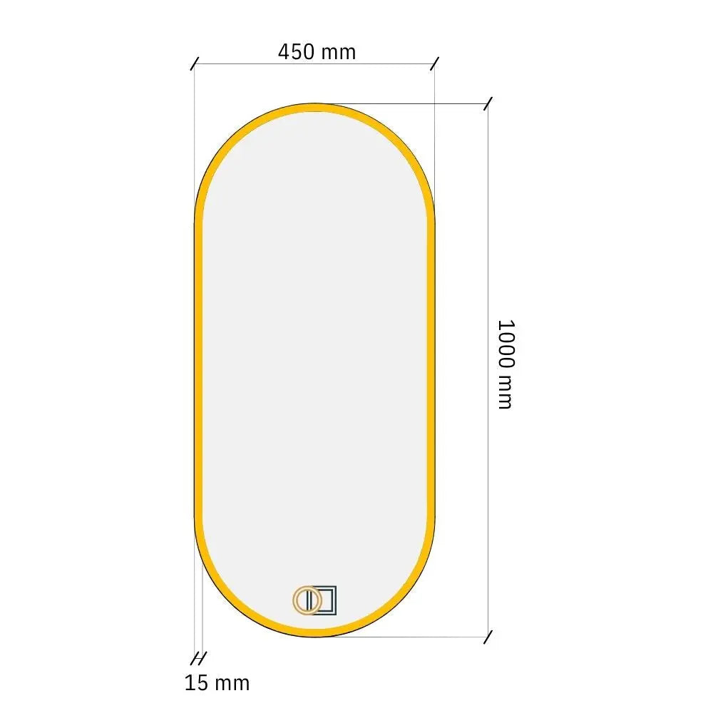 Esivalgustusega kapslikujuline LED-peegel 450x1000mm