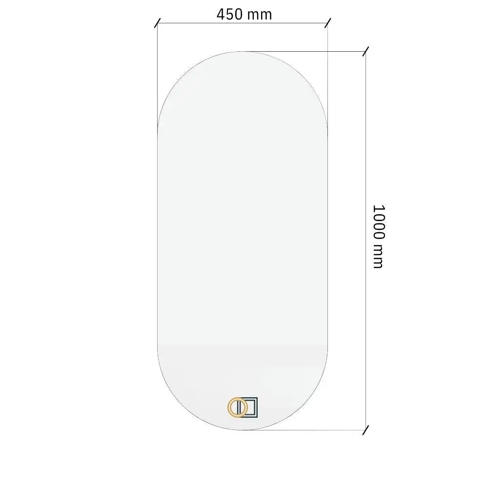 Pill oval LED mirror with rear lighting 450x1000mm
