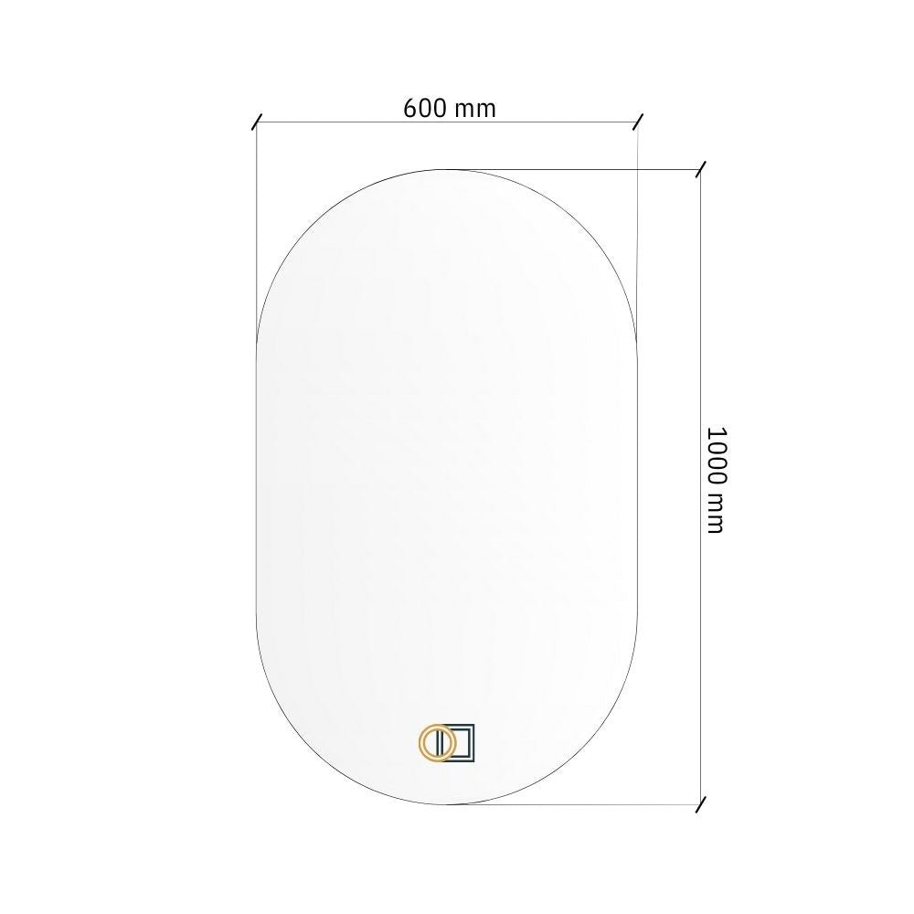 Pill soikea LED peili takavalolla 600x1000mm