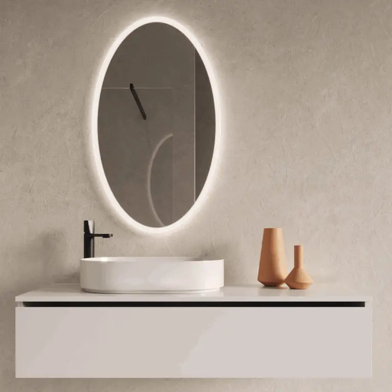 Oval LED mirror with front lighting