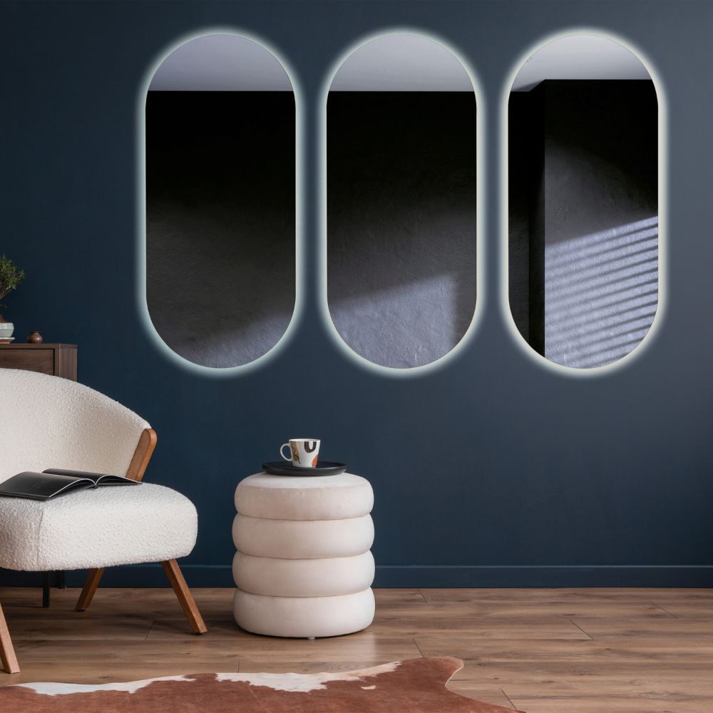 Pill soikea LED peili takavalolla 600x1000mm