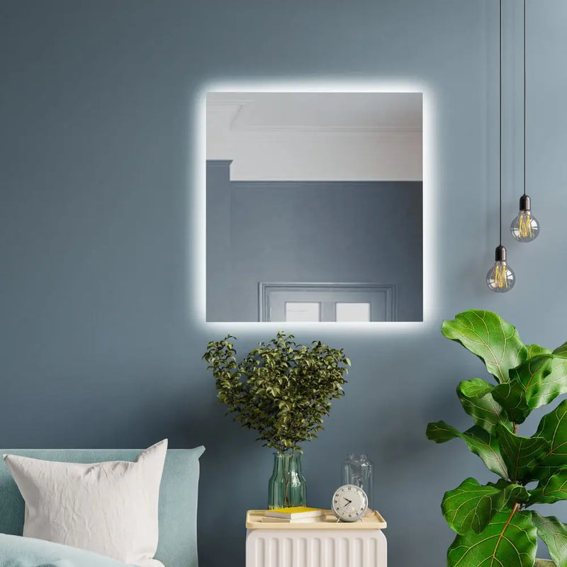 Square LED mirrors with rear lighting 600x600mm