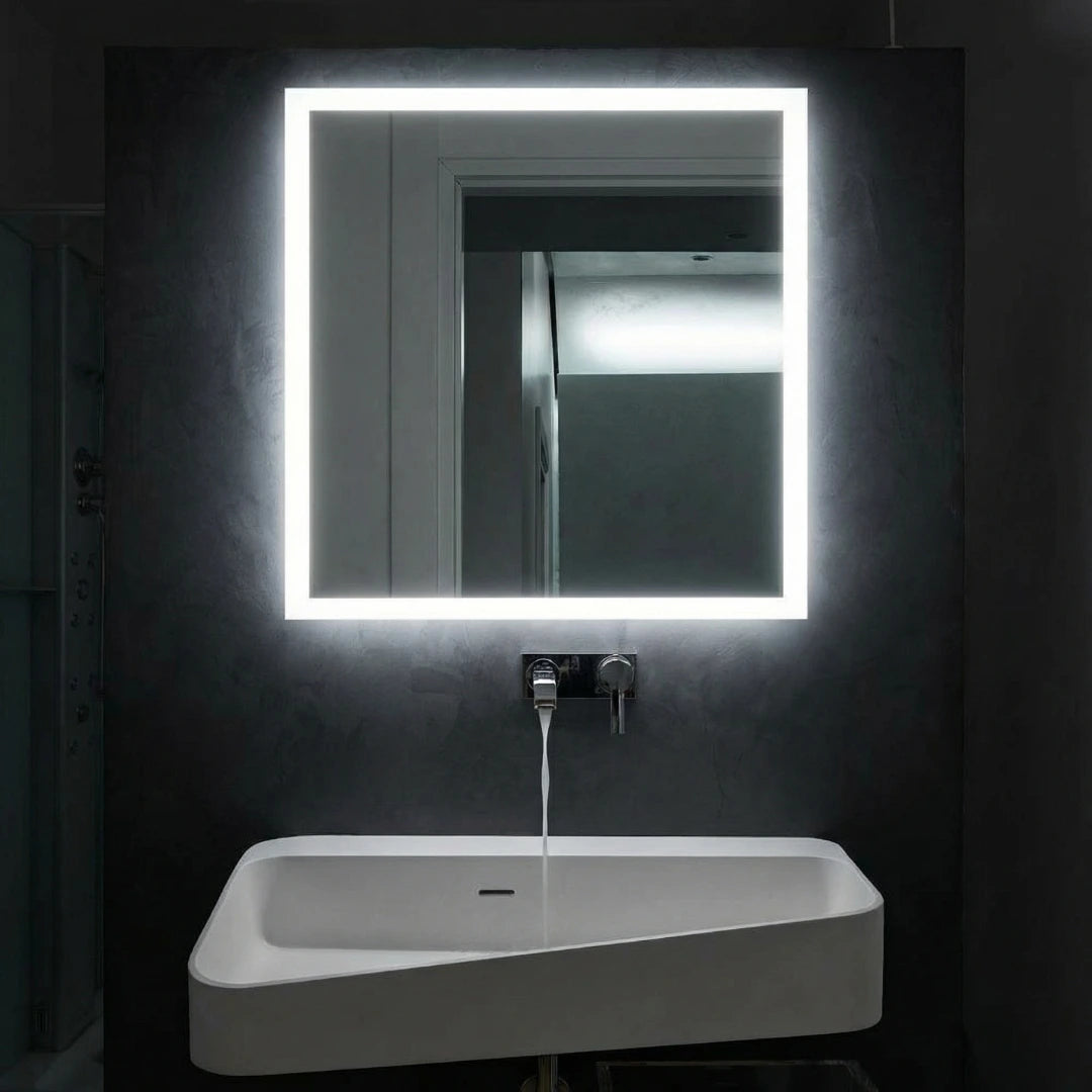 Square led mirror with frontlit 800 mm