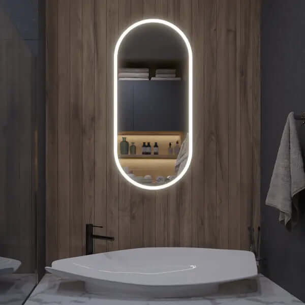 Pill oval LED mirror with front lighting