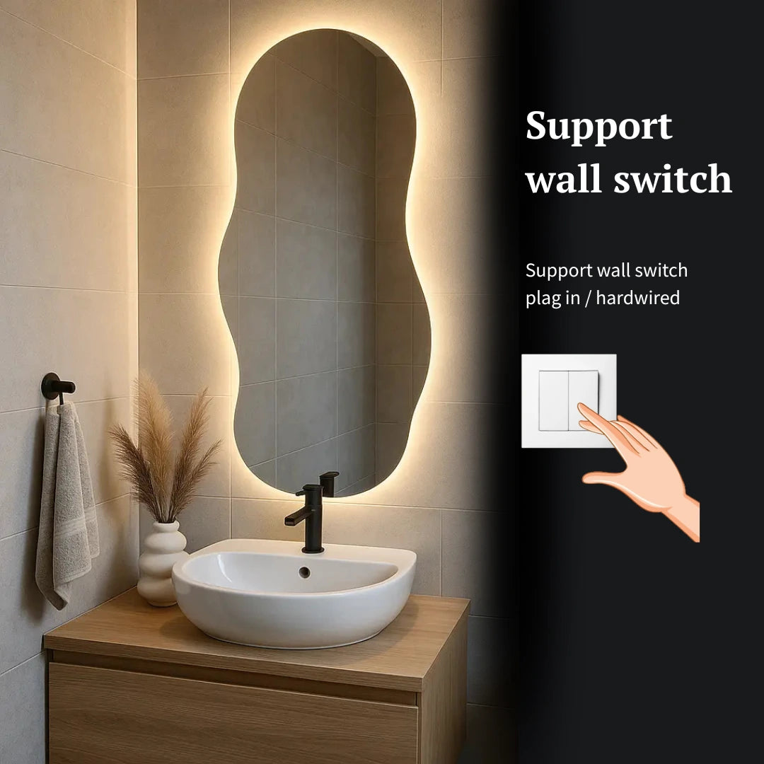 Cloud-shape LED mirror with rear lighting