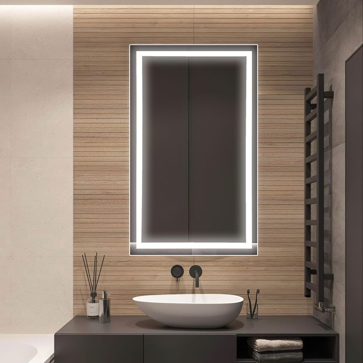 Rectangular LED mirror with double Front Lit 800x1000mm in bathroom
