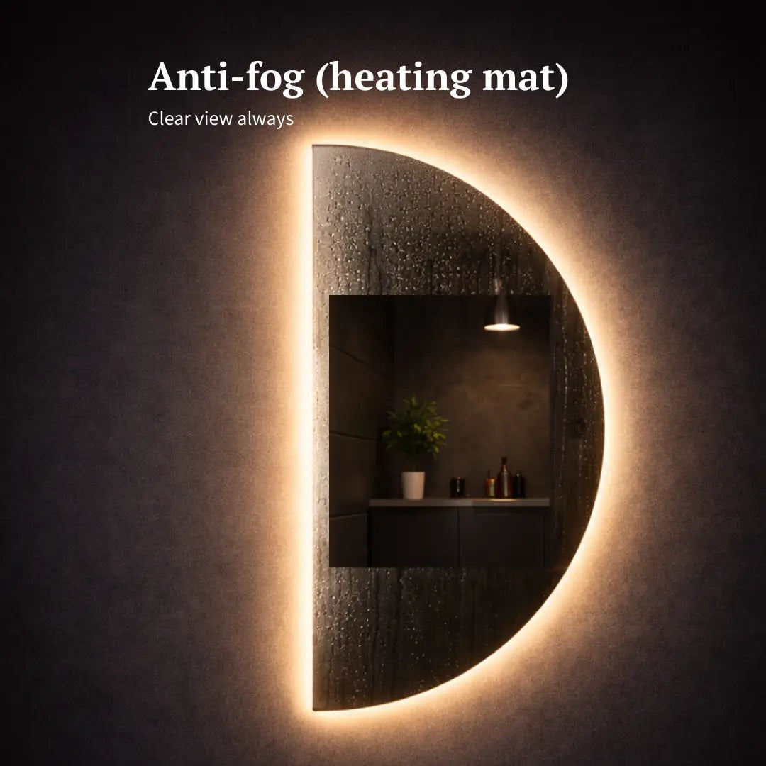 heating mat half circle led mirror