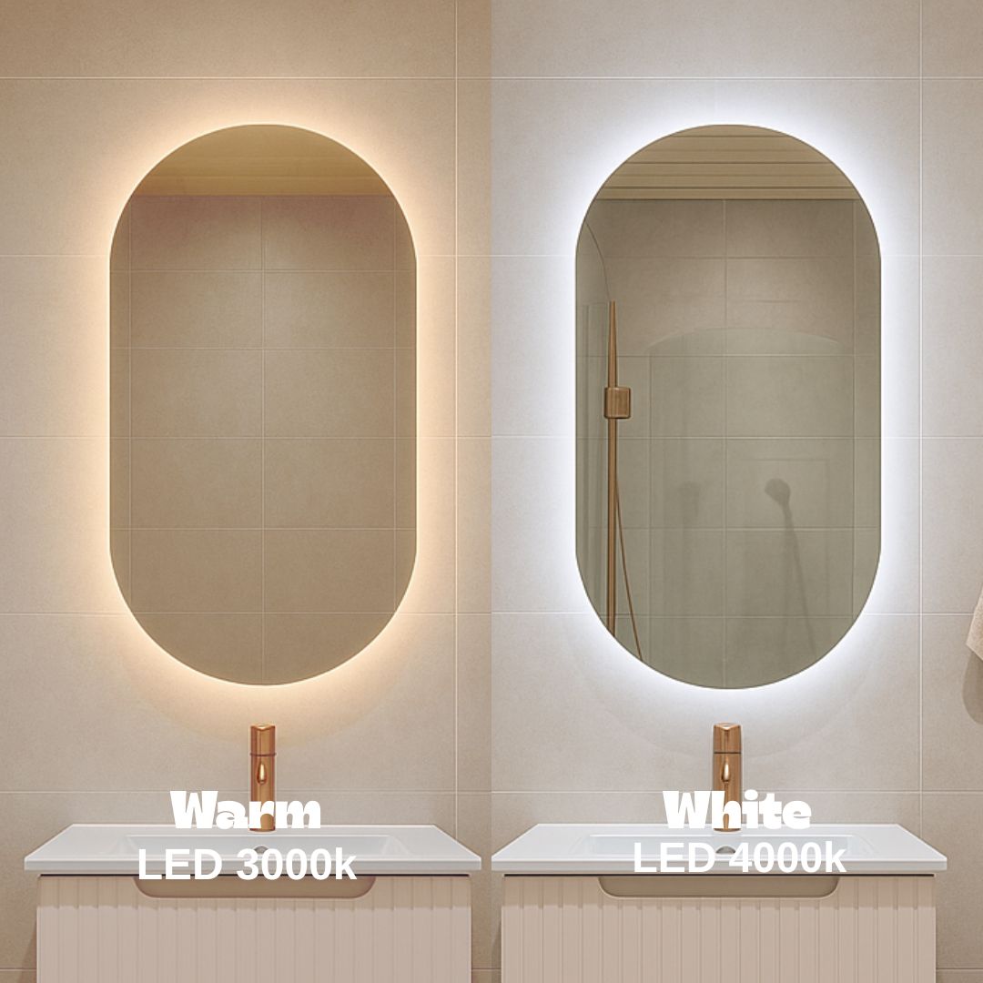Pill Mirror LED lights Warm 3000k and White 4000k