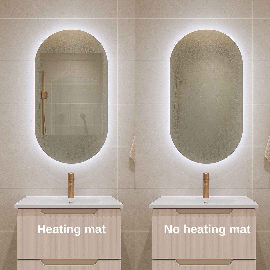 pill mirror heating mat vs no heating mat