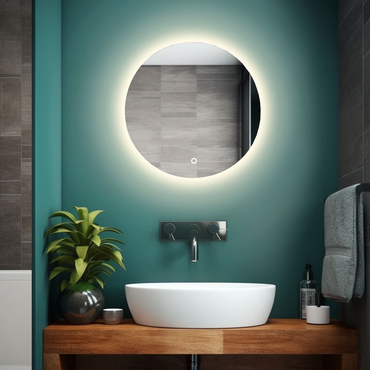 Round LED mirror with rear lighting Ø 600mm