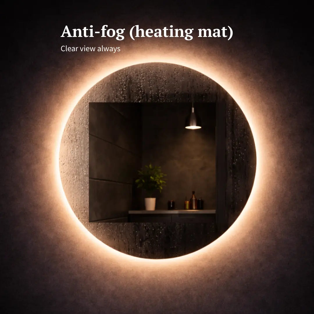 round led mirror backlit heating mat