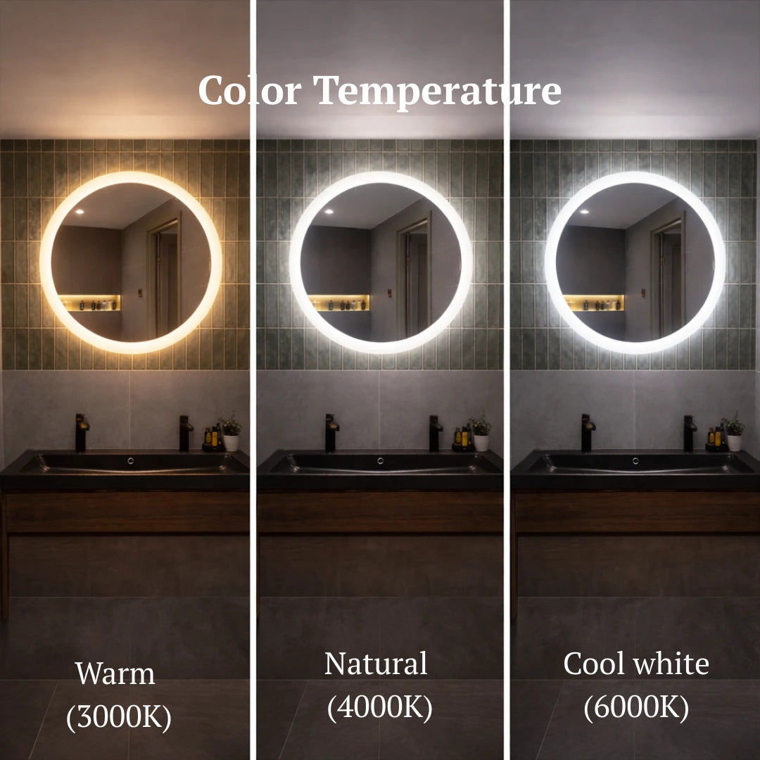 round led mirror with front light color temperature