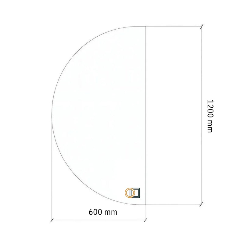 semicircle led mirror 600x1200mm