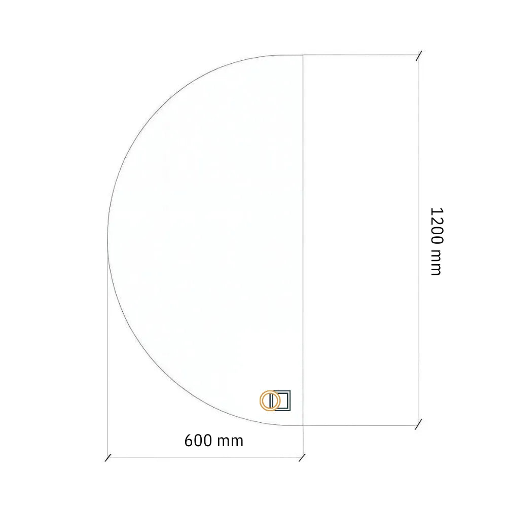 semicircle led mirror 600x1200mm