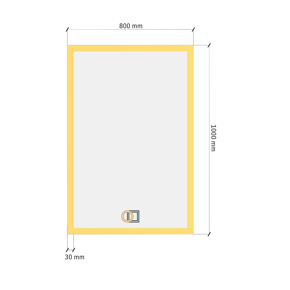 Rectangular LED mirror with front lighting 800x1000mm