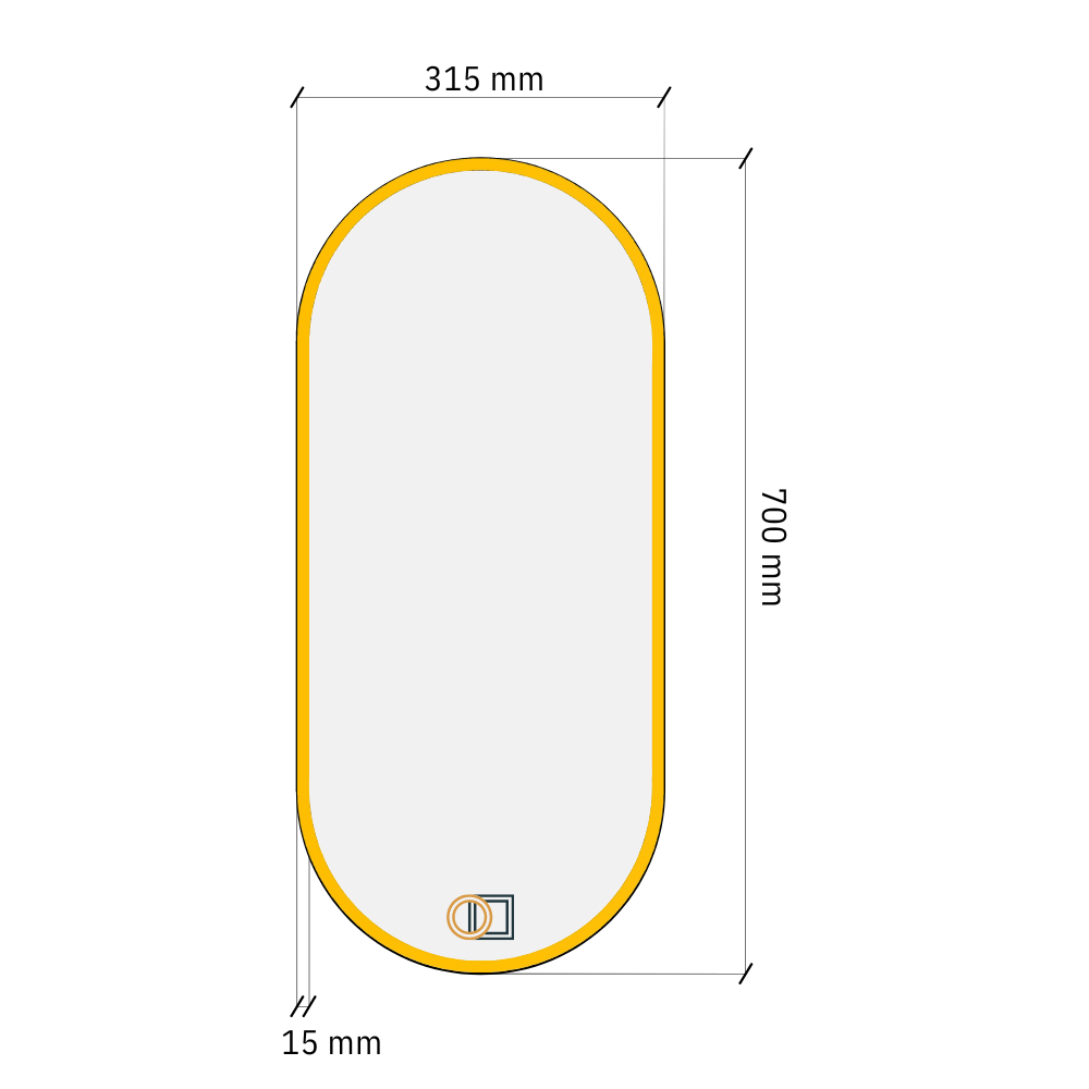 Pill oval LED mirror with front lighting 315x700mm