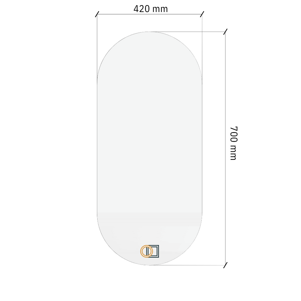 Kapslikujuline taustvalgustusega LED-peegel 420x700mm