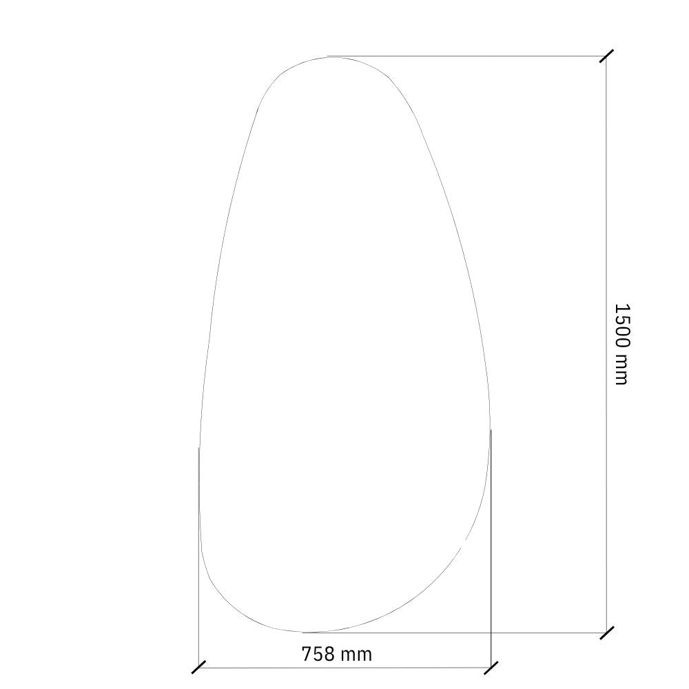 Teardrop mirror frame 1500×758 mm