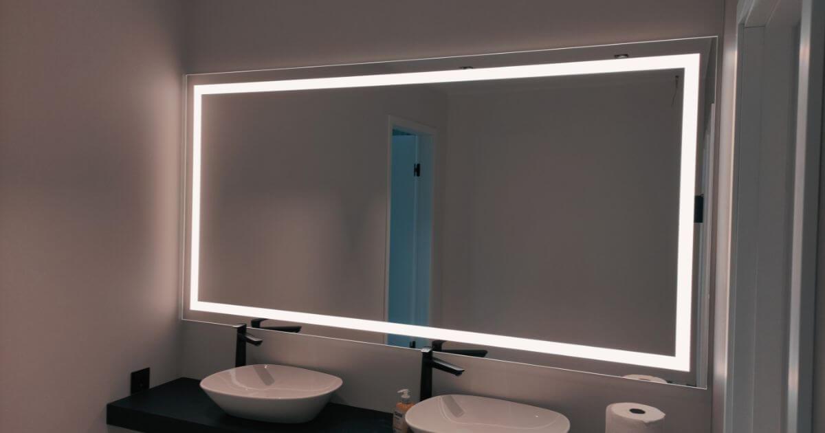 rectangular led mirrors with front lighting