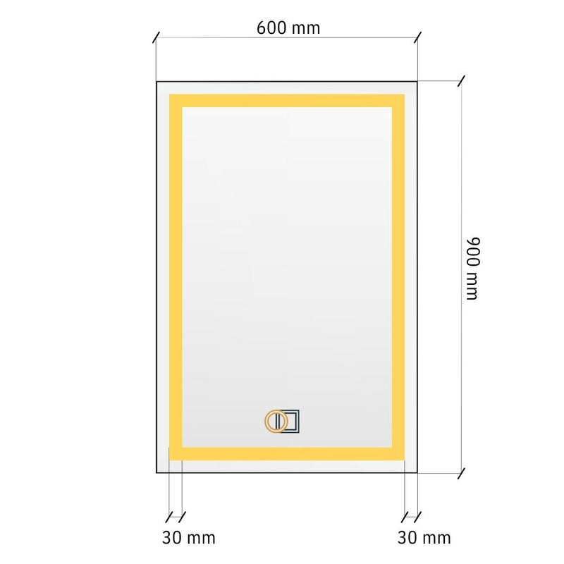 Suorakaiteen muotoinen LED-peili kaksinkertaisella edessä valaistulla 600x900mm
