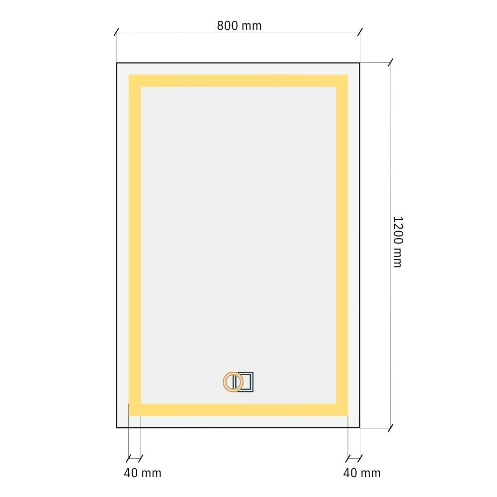 Rectangular LED mirror with double Front Lit 800x1200mm