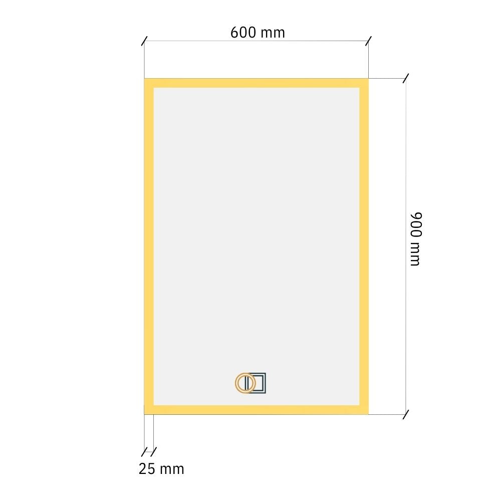 Rectangular LED mirror with front lighting 600x900mm