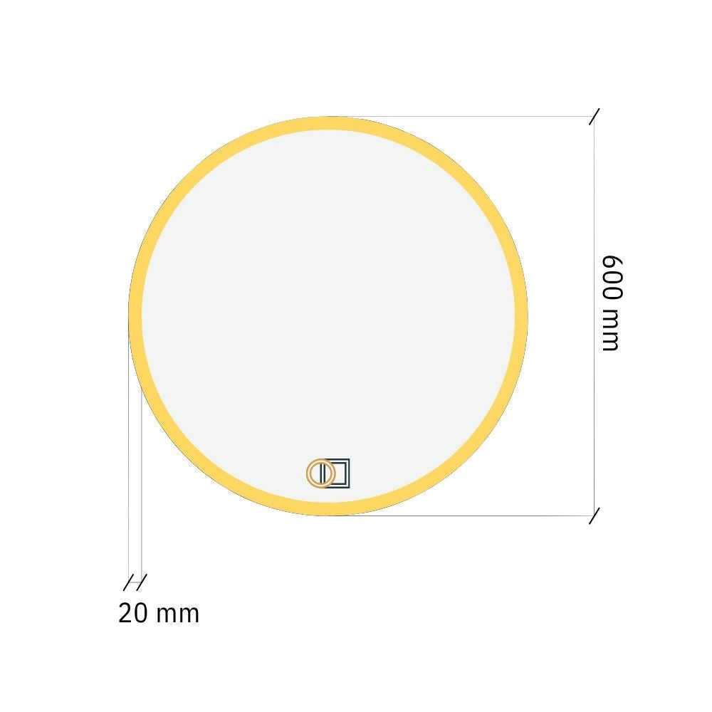 Round LED mirror with front lighting Ø 600mm