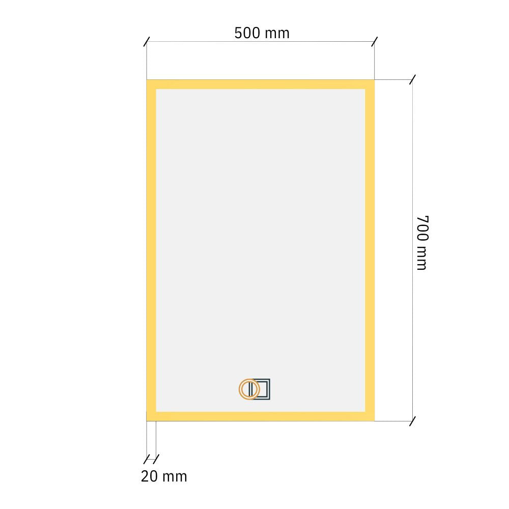 Rectangular LED mirror with front lighting 500x700mm