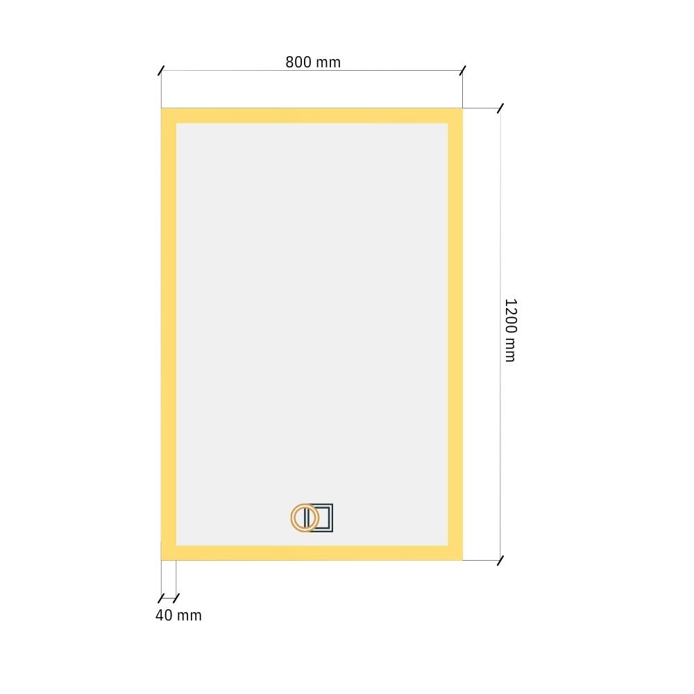 Rectangular LED mirror with front lighting 800x1200mm