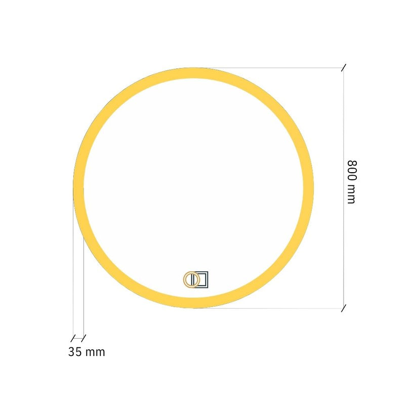 Pyöreä LED-peili etuvalolla Ø 800mm