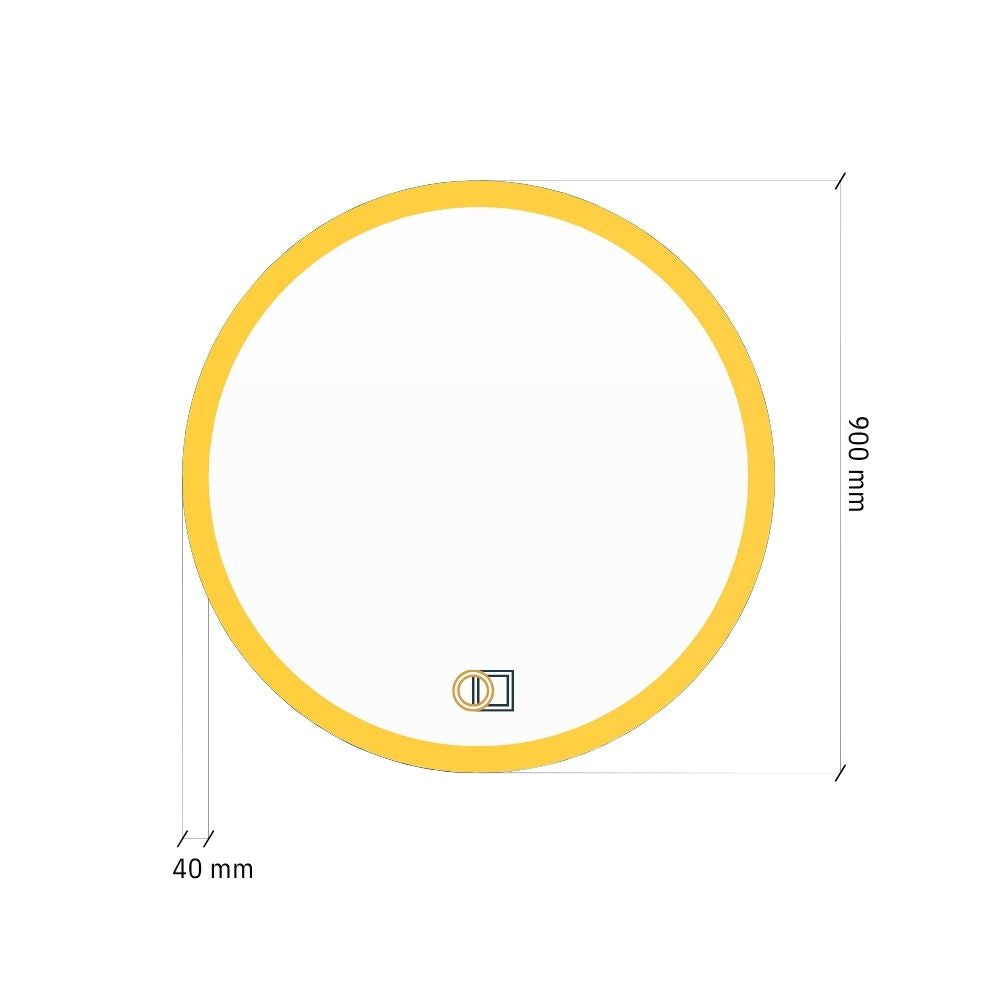 Round LED mirror with front lighting Ø 900mm