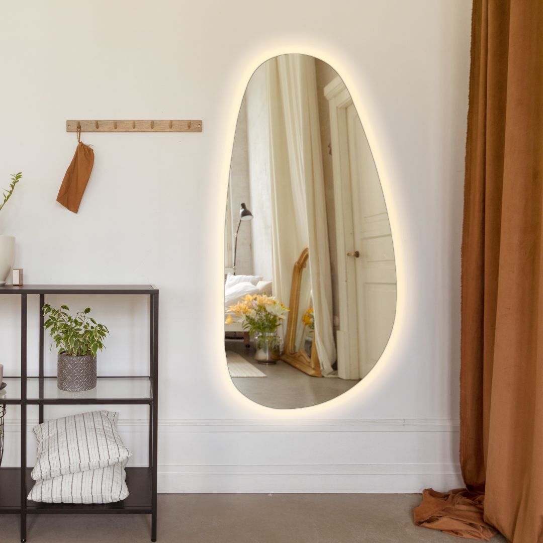 Irregular mirror with rear lighting - full length