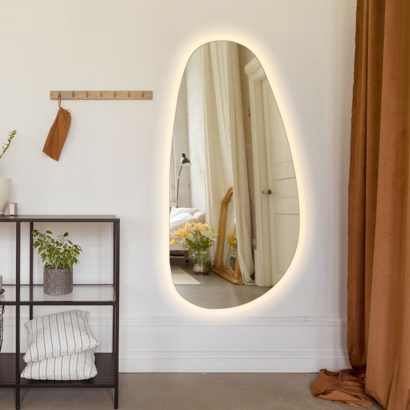 Irregular mirror with rear lighting - full length