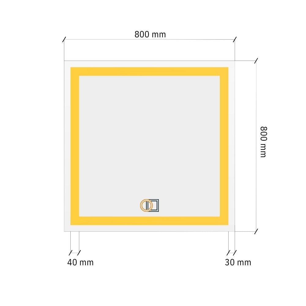Square LED mirror with double front lighting 800x800mm