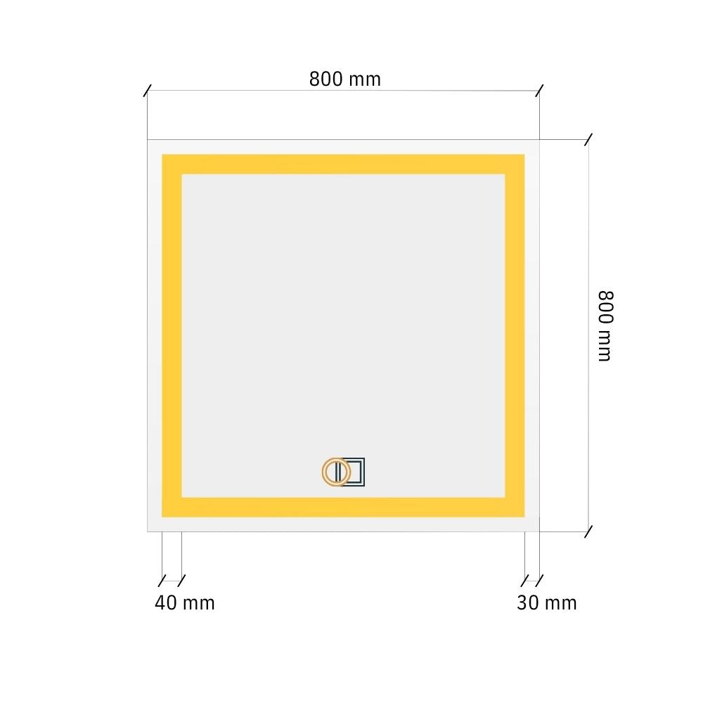 Ruudukujuline LED-peegel kahekordse esivalgustusega 800x800mm