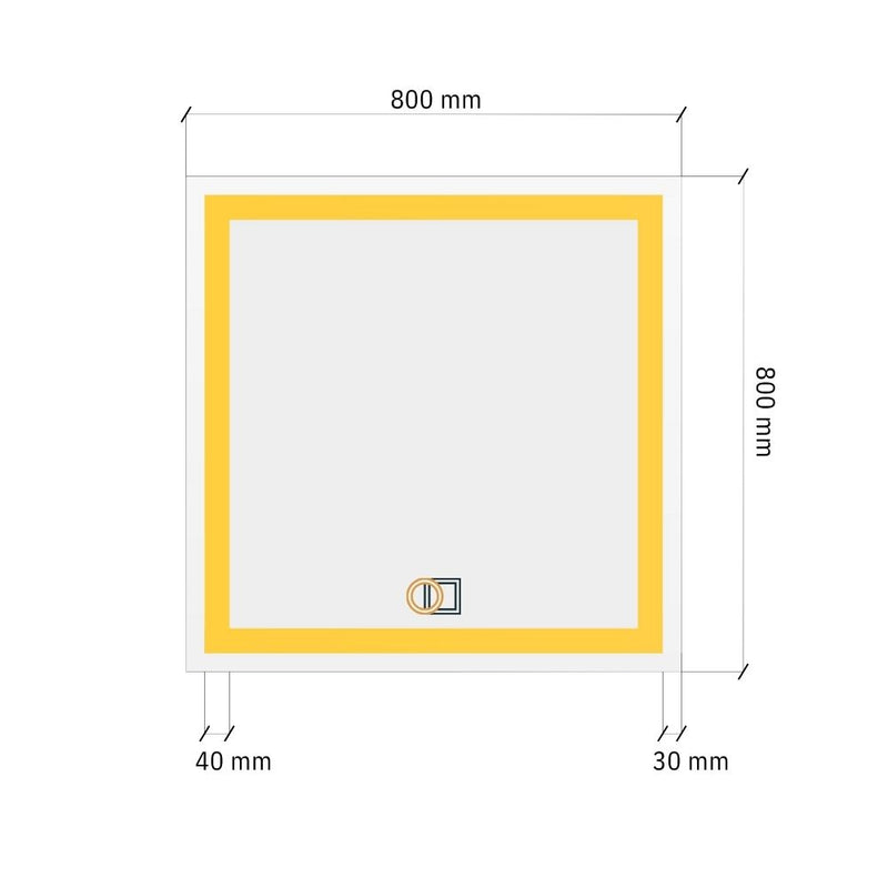 Square LED mirror with double front lighting 800x800mm