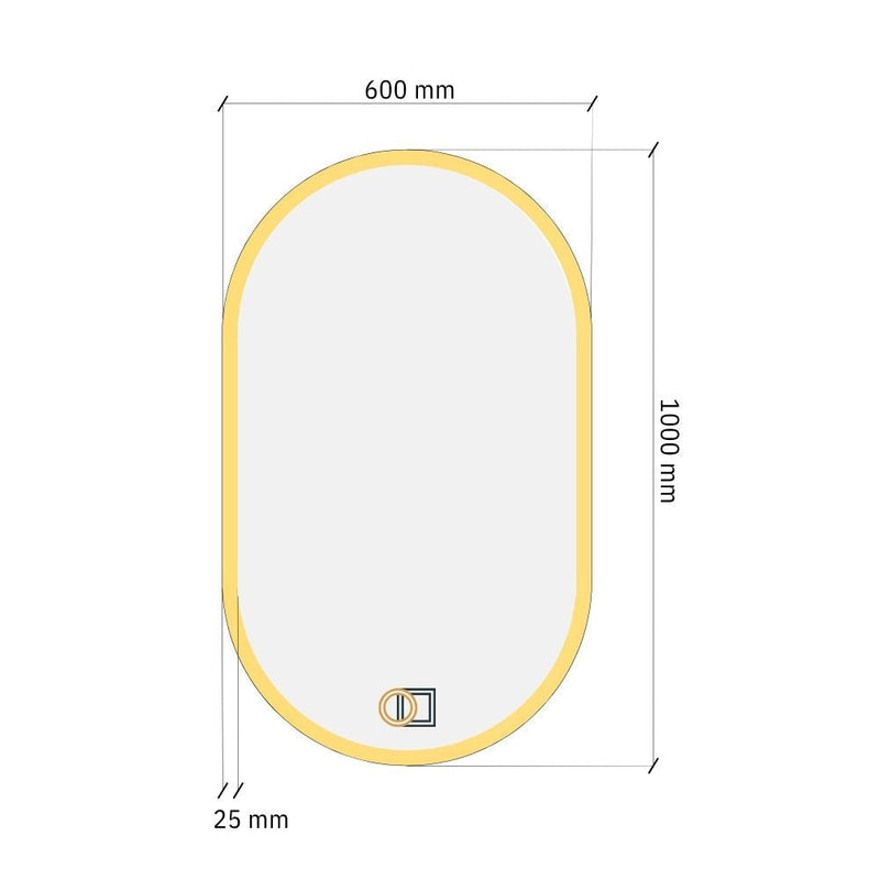 Pill soikea LED-peili edessä valaistuksella 600x1000mm