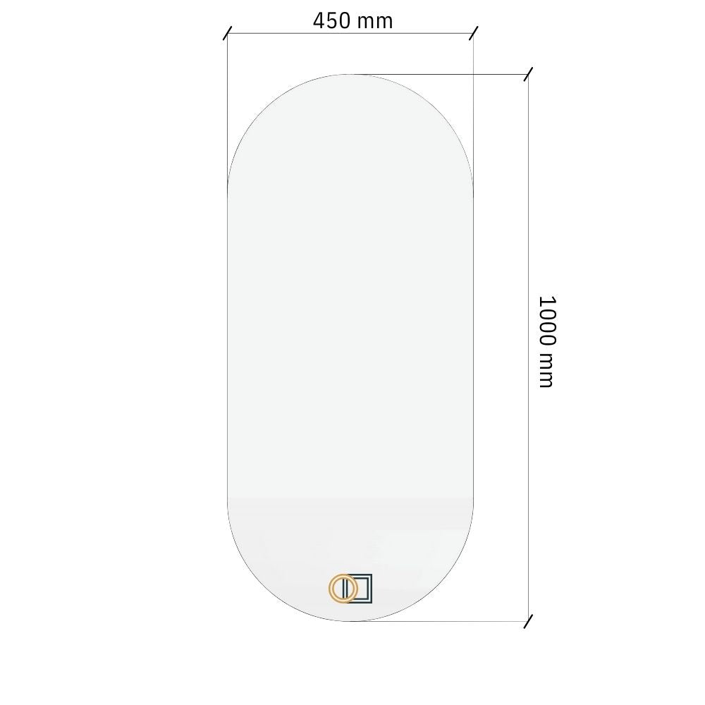 Pill oval LED mirror with rear lighting 450x1000mm