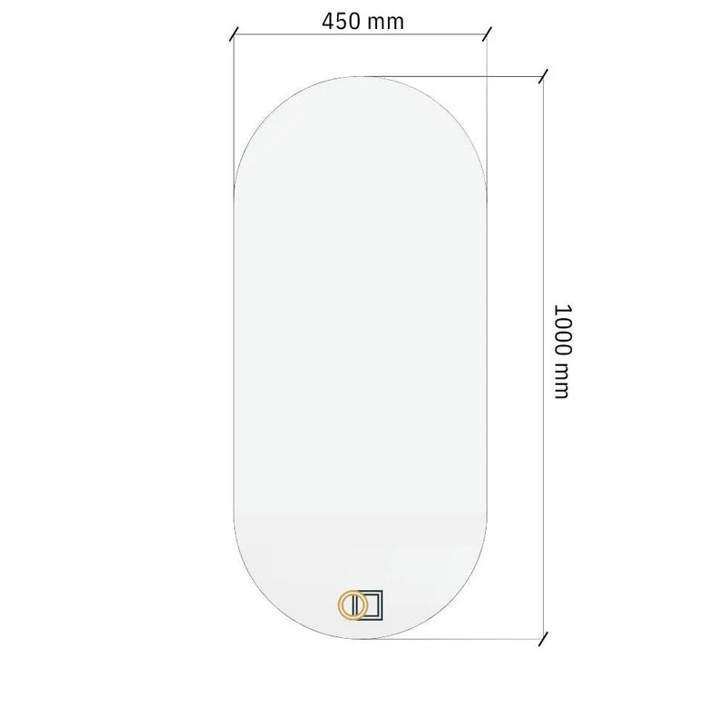 Pill soikea LED-peili takavalolla 450x1000mm
