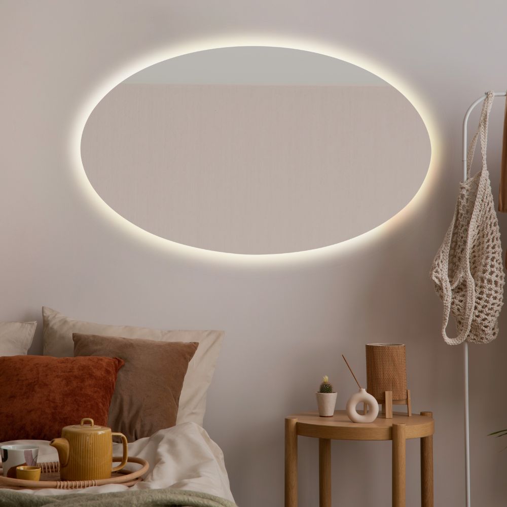 Oval LED mirror with rear lighting