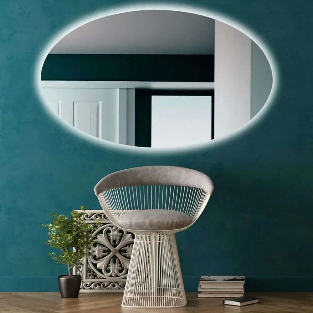 Oval LED mirror with rear lighting