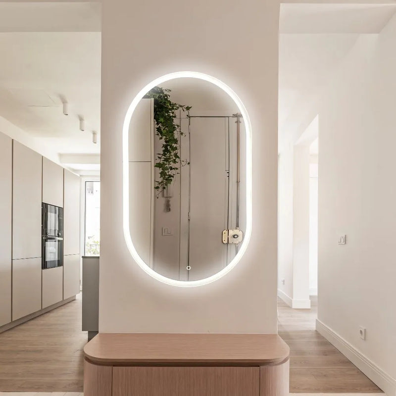 Pill soikea LED-peili edessä valaistuksella 600x1000mm