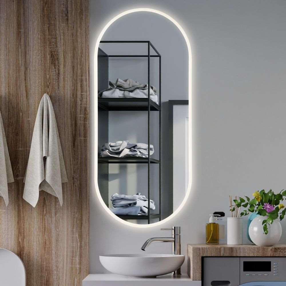 Pill oval LED mirror with front lighting