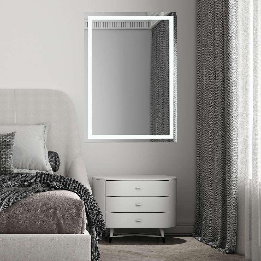 Rectangular LED mirror with double Front Lit