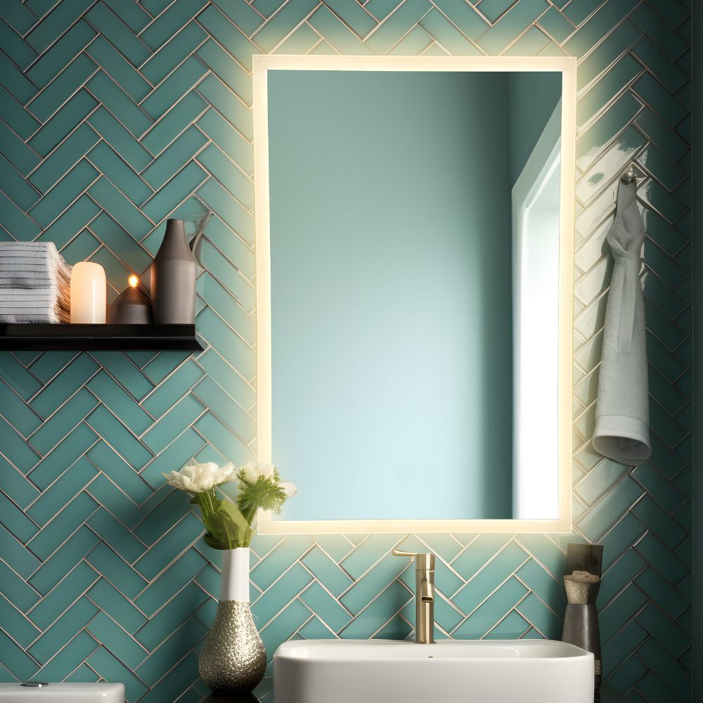 Rectangular LED mirror with front lighting 600x900mm